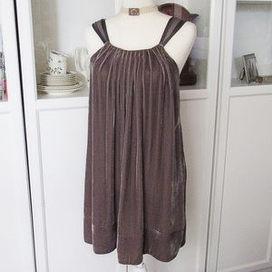 NWT BCBGMAXAZRIA Grey Velvet strap tunic dress